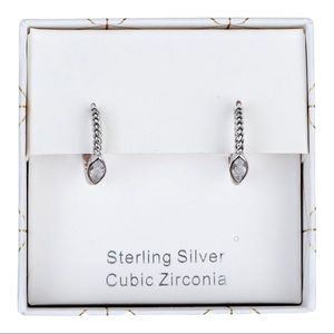 Simply Silver Sterling Silver Rope Hoop Cubic Zirconia Huggie Earrings NWT